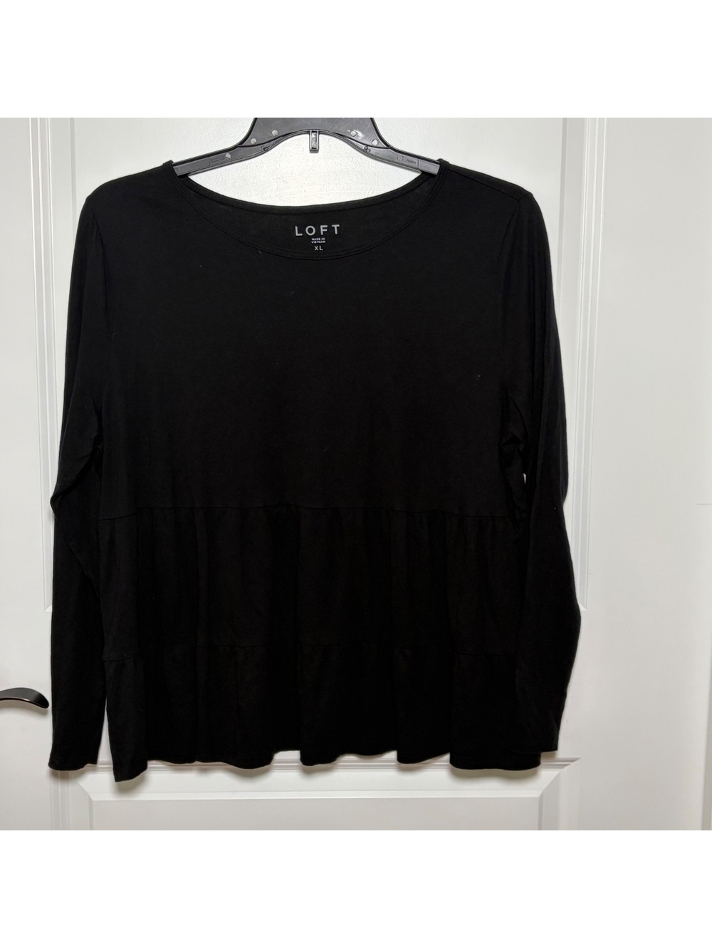 LOFT Black Long Sleeve Peplum Top XL